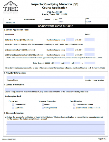 Inspector QE Course Application 